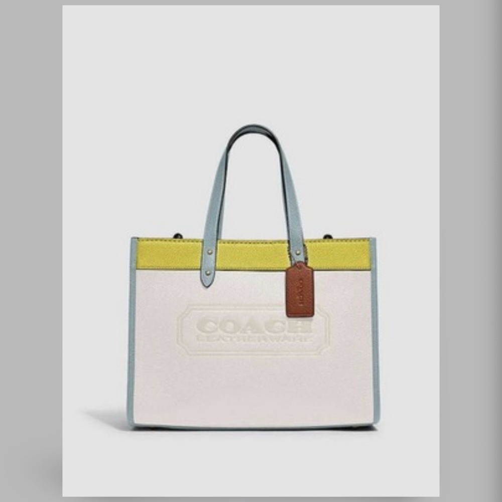 Coach White and Yellow Tote Bag